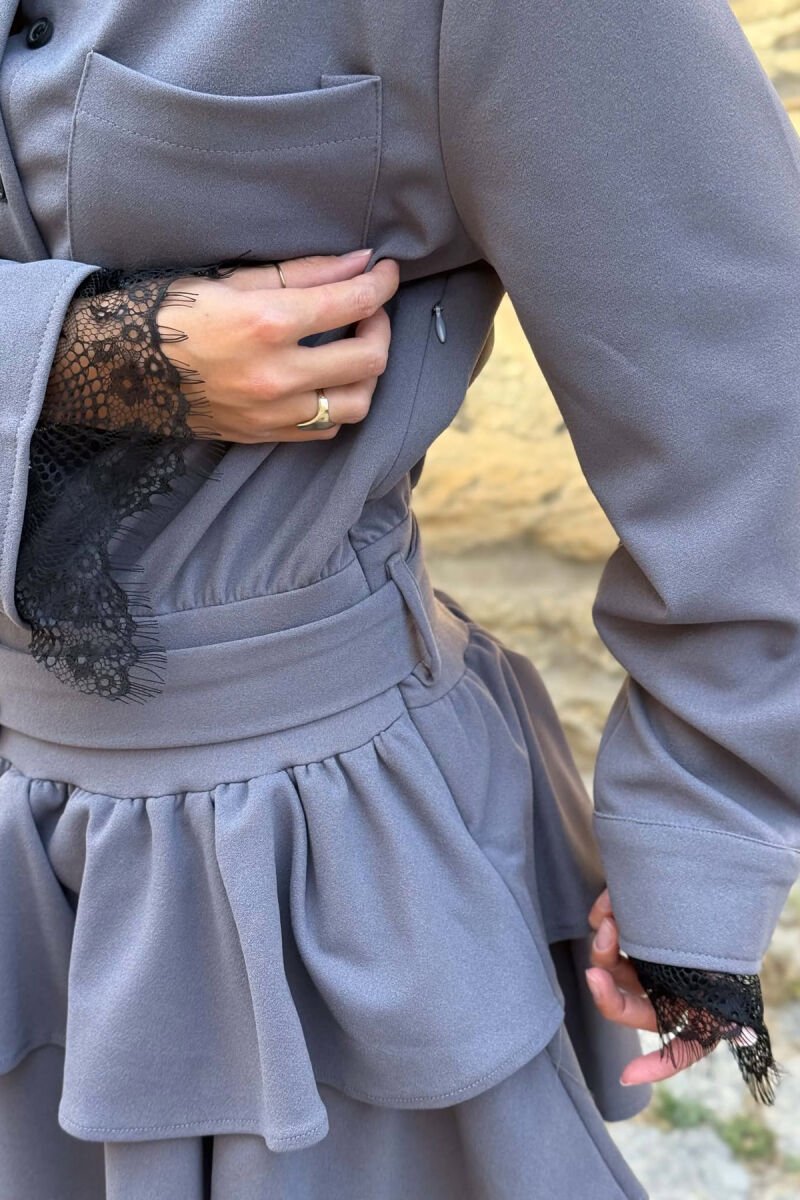 FUSTAN ME DETAJ RRIPI PER FEMRA NE NGJYRE GRI - 5