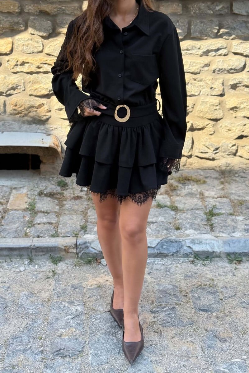 FUSTAN ME DETAJ RRIPI PER FEMRA NE NGJYRE TE ZEZE - 4