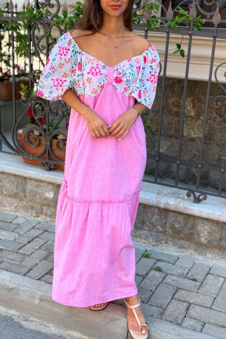 FUSTAN ME DIZAJN LULESH PER FEMRA NE NGJYRE ROZE - 3