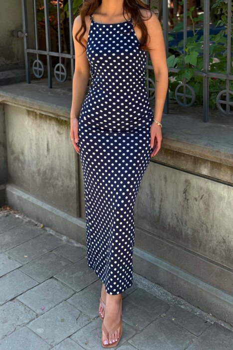 FUSTAN ME DIZAJN POLKA DOTS PER FEMRA NE NGJYRE BLU - 3