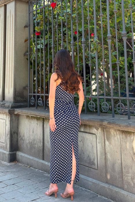 FUSTAN ME DIZAJN POLKA DOTS PER FEMRA NE NGJYRE BLU - 4