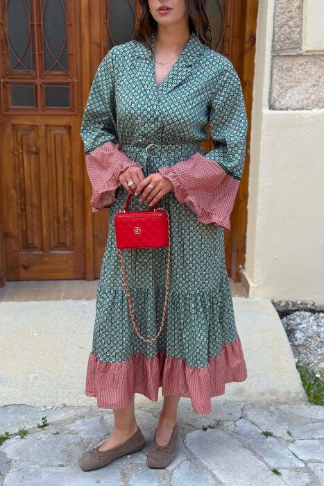 FUSTAN ME DIZAJNE TE NDRYSHEME PER FEMRA NE NGJYRE JESHILE - 3