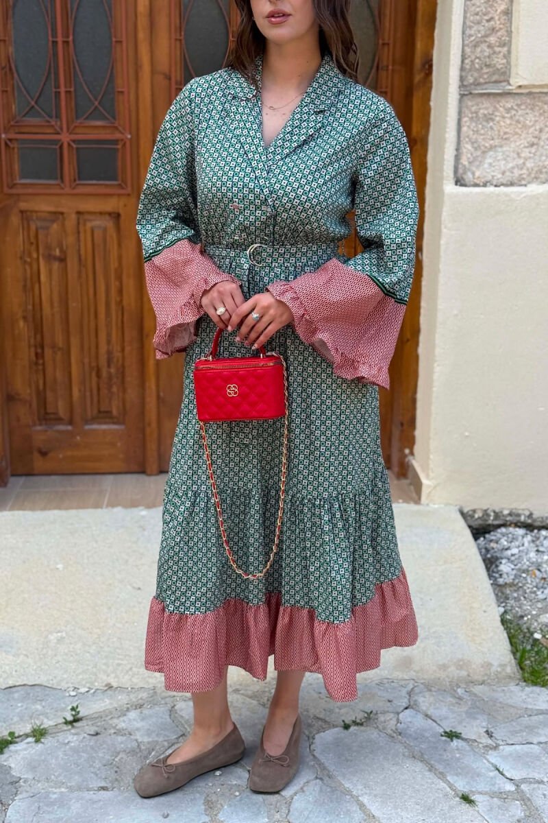 FUSTAN ME DIZAJNE TE NDRYSHEME PER FEMRA NE NGJYRE JESHILE - 3