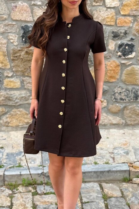FUSTAN ME MENGE TE SHKURTA PER FEMRA NE NGJYRE KAFE - 3