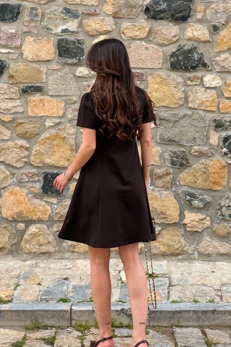FUSTAN ME MENGE TE SHKURTA PER FEMRA NE NGJYRE KAFE - 4