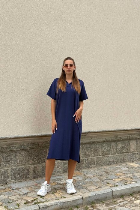 FUSTAN ME MENGE TE SHKURTRA DHE JAKE POLO PER FEMRA NE NGJYRE BLU - 1