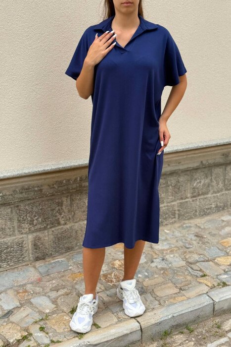 FUSTAN ME MENGE TE SHKURTRA DHE JAKE POLO PER FEMRA NE NGJYRE BLU - 5