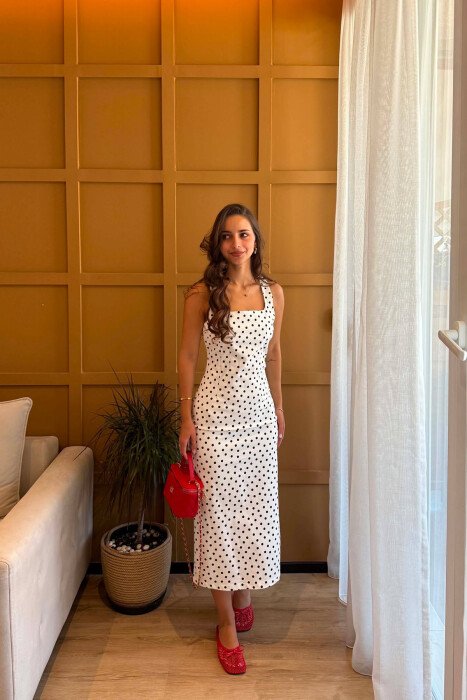 FUSTAN ME POLKA DOTS PER FEMRA NE NGJYRE TE BARDHE - 2