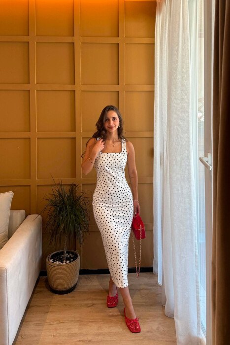 FUSTAN ME POLKA DOTS PER FEMRA NE NGJYRE TE BARDHE - 3