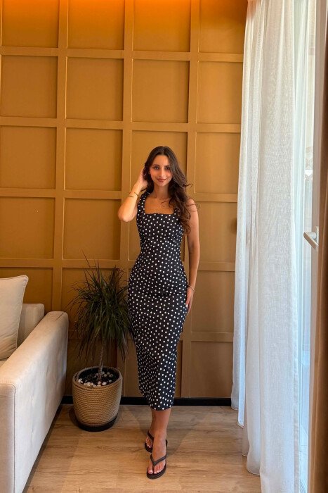 FUSTAN ME POLKA DOTS PER FEMRA NE NGJYRE BLU TE ERRET - KLAUDIO FASHION