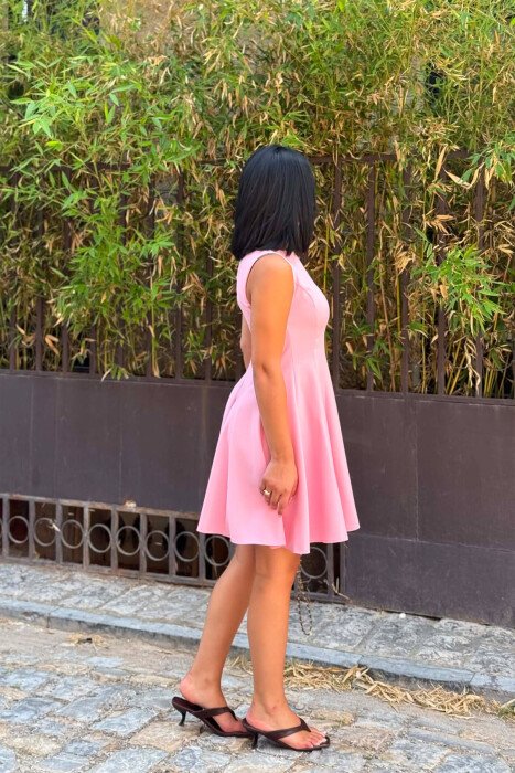 FUSTAN NJE NGJYRESH PA MENGE PER FEMRA NE NGJYRE ROZE - 5