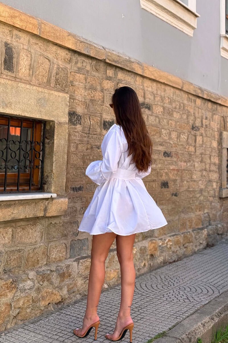 FUSTAN NJË NGJYRËSH MË MËNGË TË GJATA PËR FEMRA NË NGJYRË TË BARDHË - 5