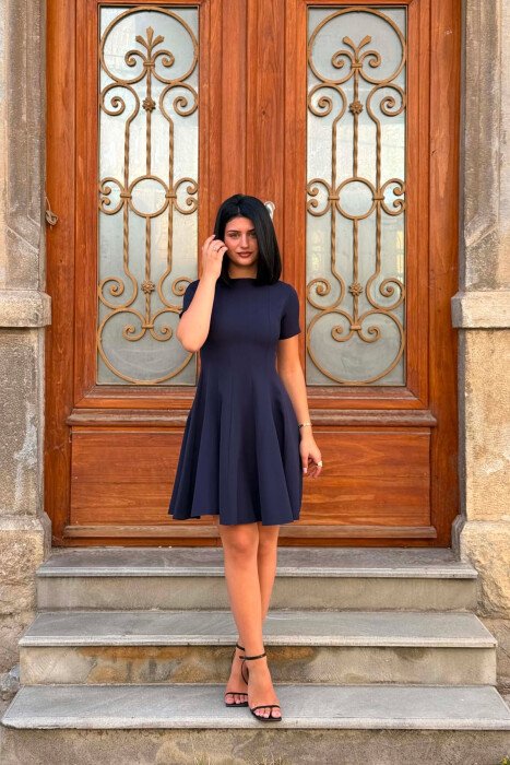 FUSTAN NJE NGJYRESH ME MENGE TE SHKURTRA PER FEMRA NE NGJYRE BLU - KLAUDIO FASHION