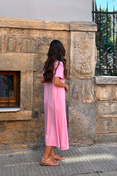FUSTAN NJE NGJYRESH ME MENGE TE SHKURTRA PER FEMRA NE NGJYRE ROZE - 3