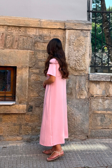 FUSTAN NJE NGJYRESH ME MENGE TE SHKURTRA PER FEMRA NE NGJYRE ROZE TE ZBARDHUR - 3