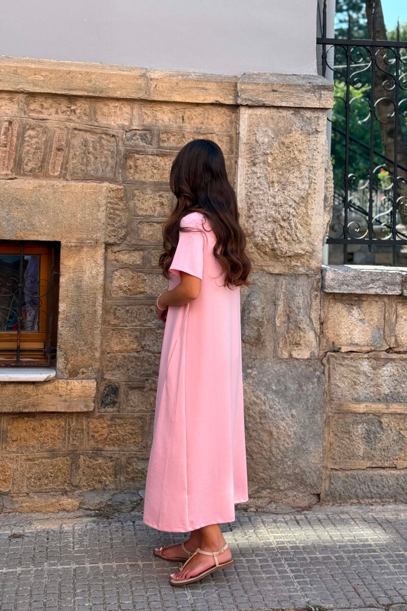 FUSTAN NJE NGJYRESH ME MENGE TE SHKURTRA PER FEMRA NE NGJYRE ROZE TE ZBARDHUR - 3