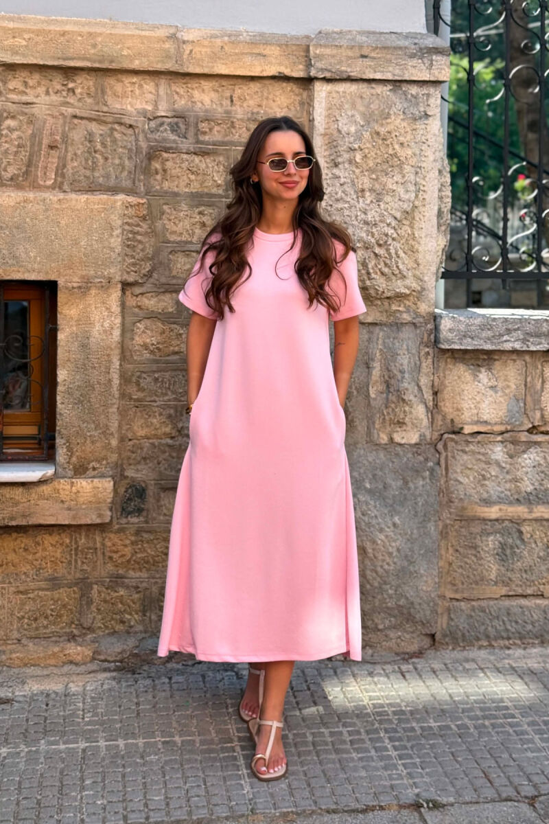 FUSTAN NJE NGJYRESH ME MENGE TE SHKURTRA PER FEMRA NE NGJYRE ROZE TE ZBARDHUR - 5
