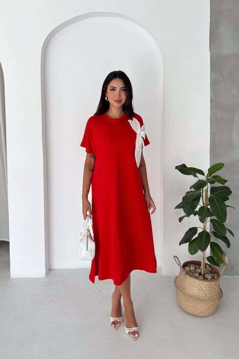 FUSTAN NJE NGJYRESH ME MENGE TE SHKURTRA PER FEMRA NE NGJYRE TE KUQE - KLAUDIO FASHION