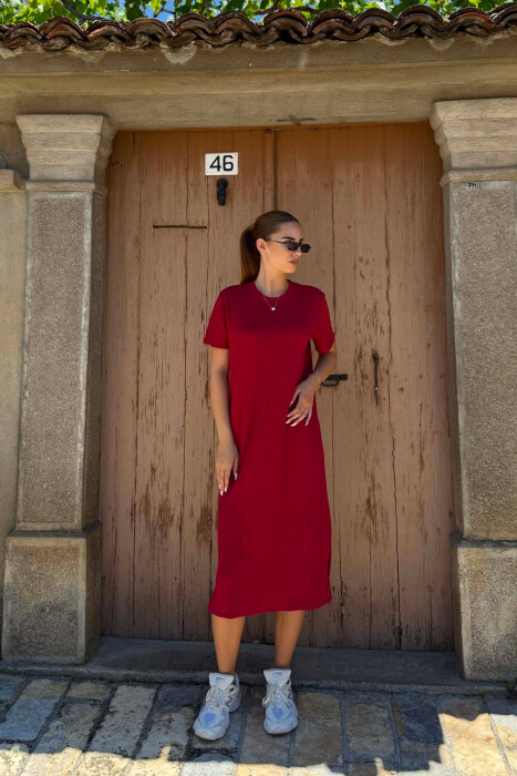 FUSTAN NJE NGJYRESH ME MENGE TE SHKURTRA PER FEMRA NE NGJYRE VISHNJE - KLAUDIO FASHION