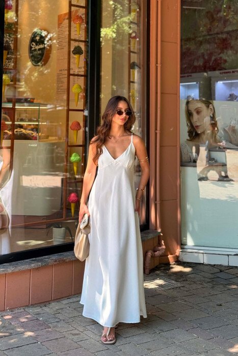 FUSTAN NJE NGJYRESH ME RRIPA PER FEMRA NE NGJYRE TE BARDHE - KLAUDIO FASHION