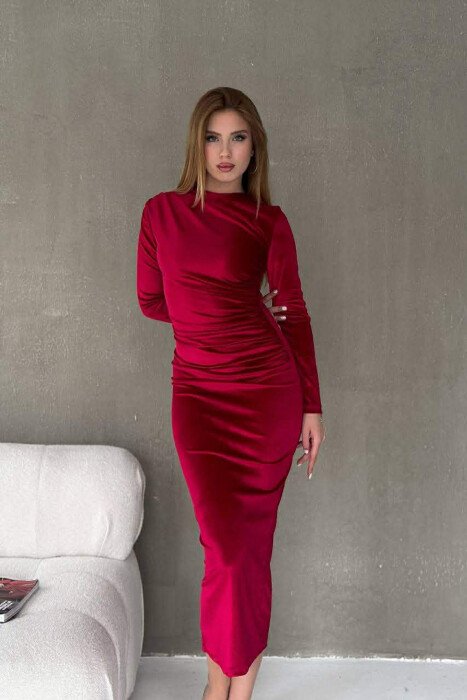 FUSTAN NJE NGJYRESH VELVET PER FEMRA NE NGJYRE TE KUQE - 2