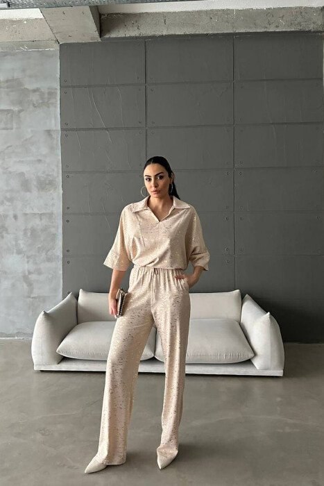 GLOSSY DETAILS ONE COLOR WOMEN SET BEIGE/BEZHE 