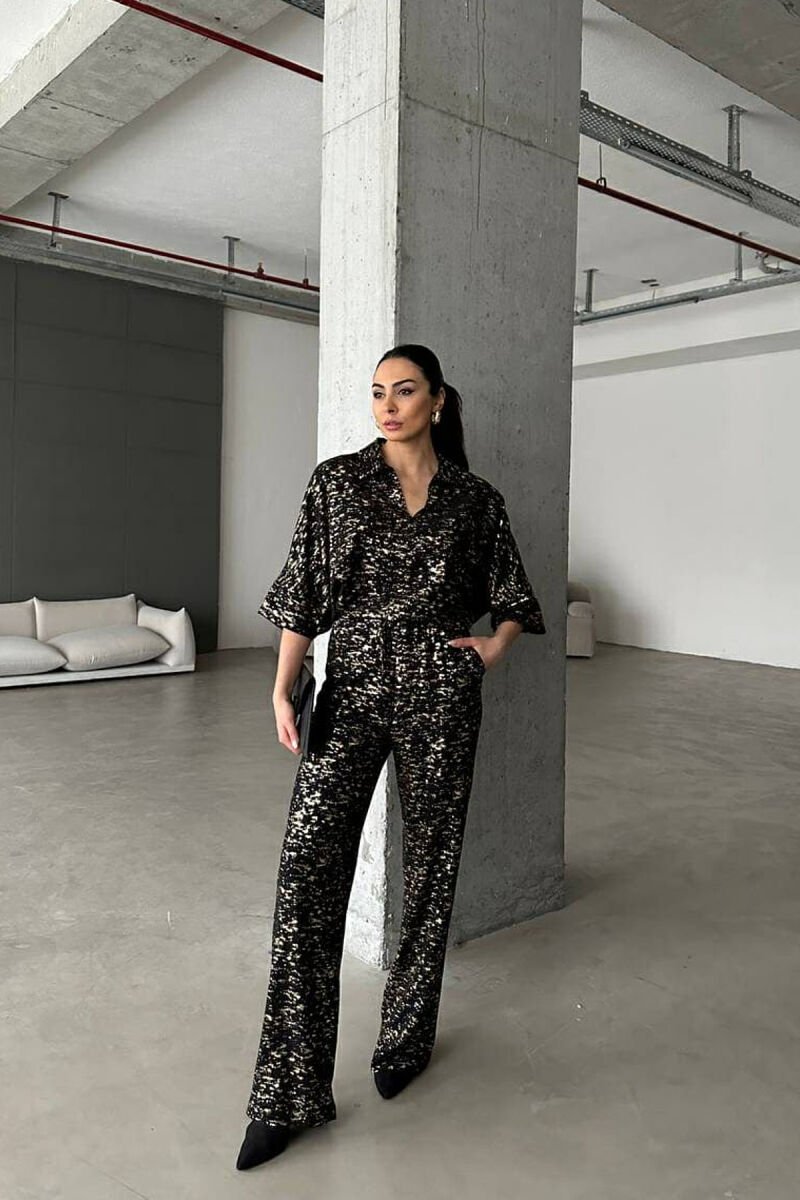 GLOSSY DETAILS ONE COLOR WOMEN SET BLACK+GOLD/ZEGO - 1