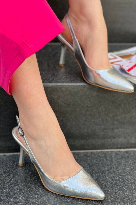 GLOSSY ONE COLOR WOMEN HEELED SHOES GREY/GRI - 1