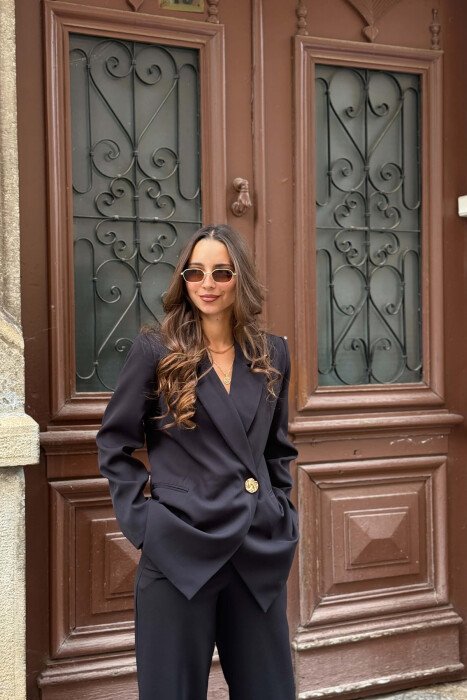 GOLD BUTTON CLASSIC JACKET+ TROUSERS WOMAN SET BLACK/ E ZEZE - 3
