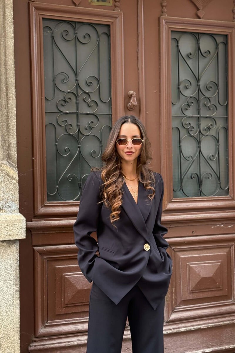 GOLD BUTTON CLASSIC JACKET+ TROUSERS WOMAN SET BLACK/ E ZEZE - 6