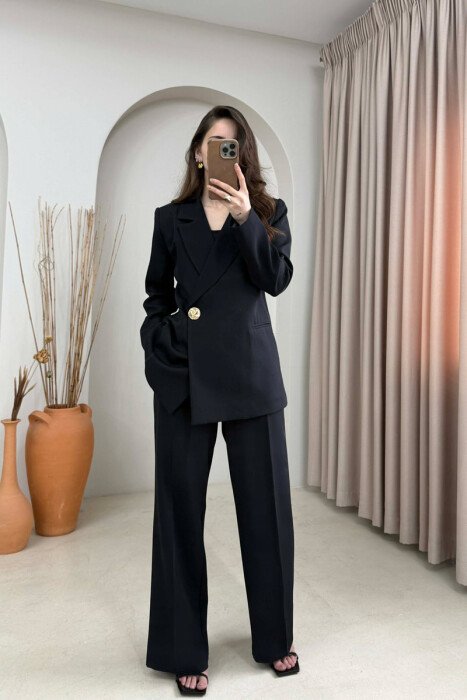 SET XHAKETE KLASIKE + PANTALLONA PER FEMRA NE NGJYRE TE ZEZE - KLAUDIO FASHION