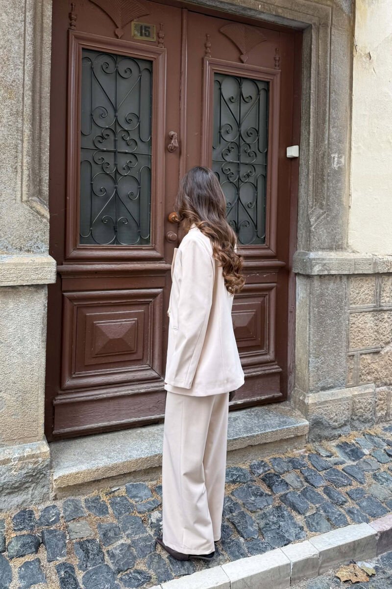 GOLD BUTTON CLASSIC JACKET+ TROUSERS WOMAN SET CREAM/KREM - 4