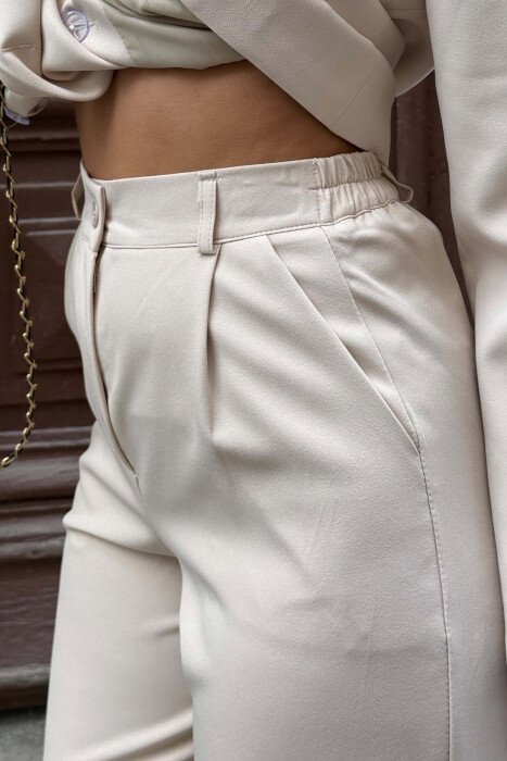 GOLD BUTTON CLASSIC JACKET+ TROUSERS WOMAN SET CREAM/KREM - 5