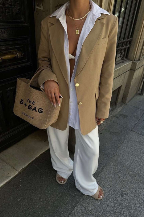 GOLD BUTTONS CLASSIC WOMEN JACKET BEIGE/BEZHE - 5