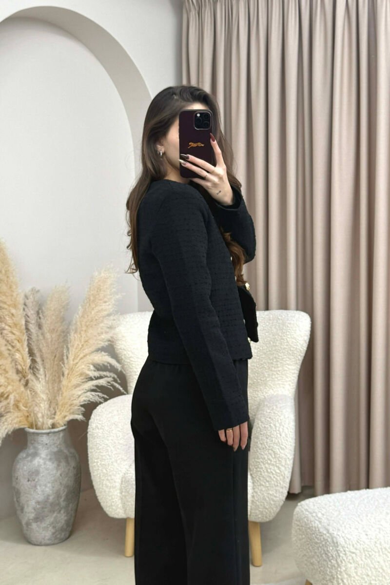 GOLD BUTTONS DETAIL SIMPLE WOMEN JACKET BLACK/ E ZEZE - 5