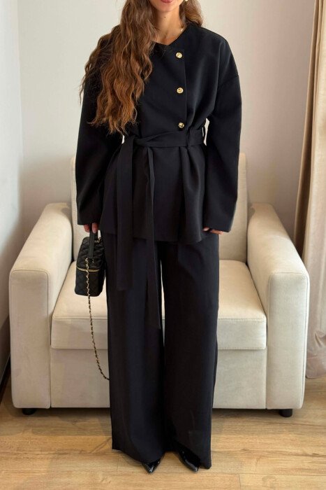 GOLD BUTTONS JACKET + TROUSERS WOMAN SET BLACK/ E ZEZE - 3