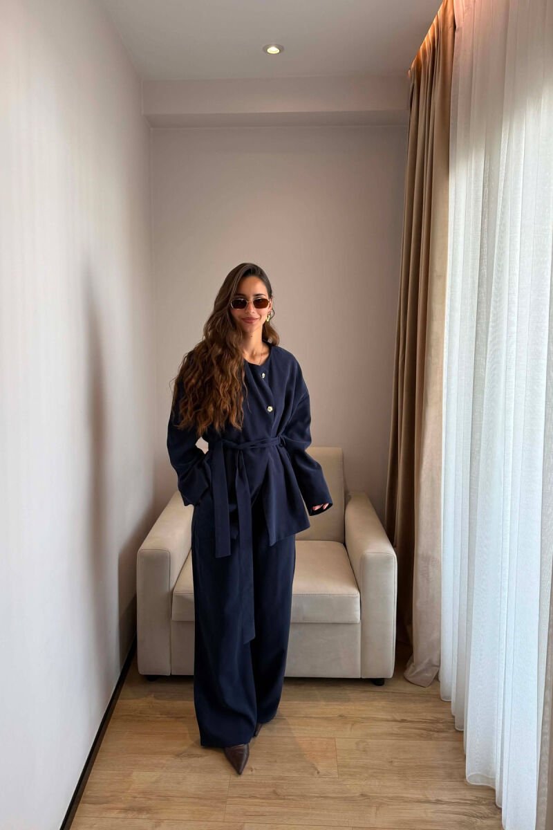 GOLD BUTTONS JACKET + TROUSERS WOMAN SET BLUE/BLU - 1