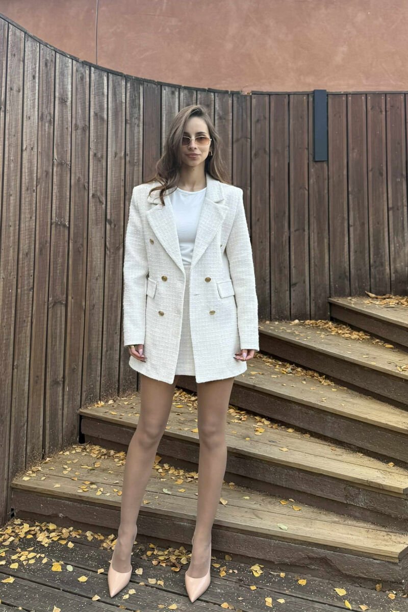 GOLD BUTTONS ONE COLOR WOMEN JACKET CREAM/KREM - 1