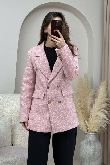 GOLD BUTTONS ONE COLOR WOMEN JACKET POWDER/PUDER - 2