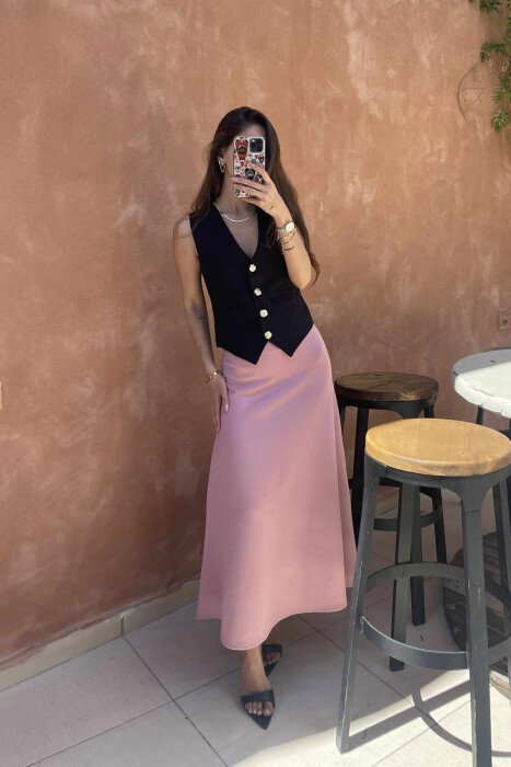 GOLD BUTTONS ONE COLOR WOMEN VEST BLACK/ E ZEZE - 1