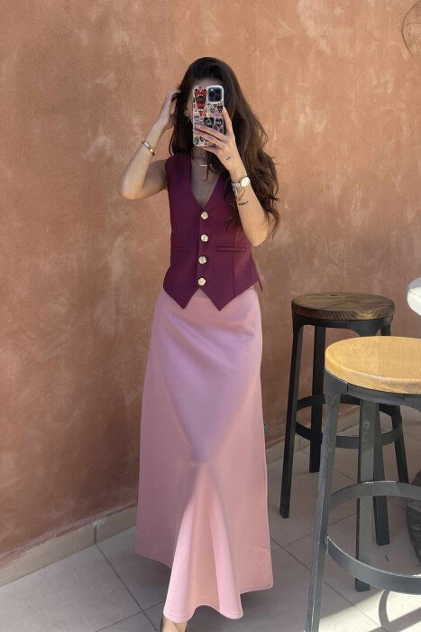 GOLD BUTTONS ONE COLOR WOMEN VEST BURGUNDY/VISHNJE 