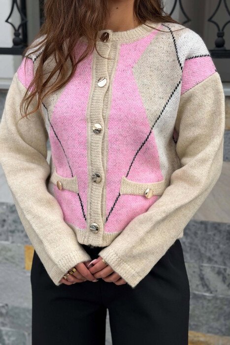 GOLD BUTTONS RHOMBUS WOMAN CARDIGAN MULTIPLE/SHNGJ - 2