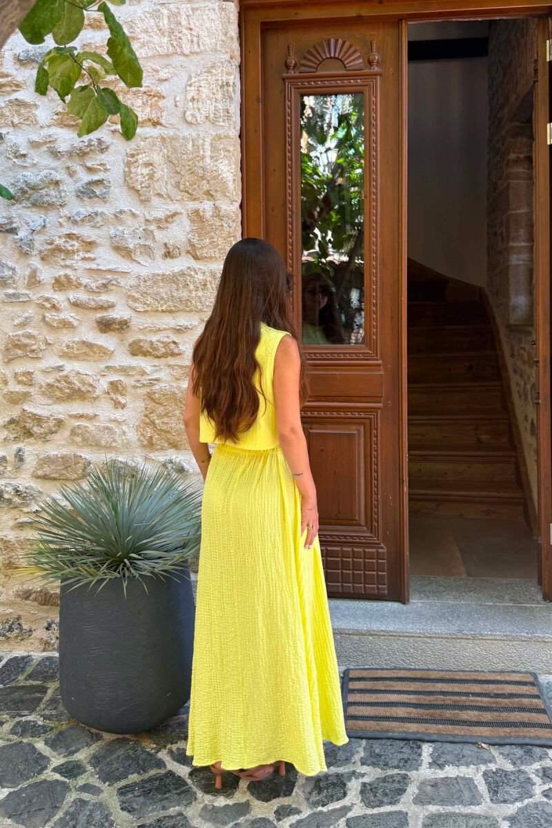 GOLD BUTTONS VEST + SKIRT WOMAN SET YELLOW/E VERDHE - 4