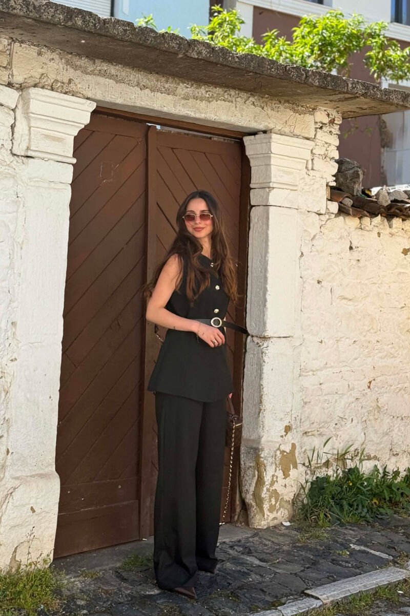 GOLD BUTTONS VEST + TROUSERS WOMAN SET BLACK/ E ZEZE - 2