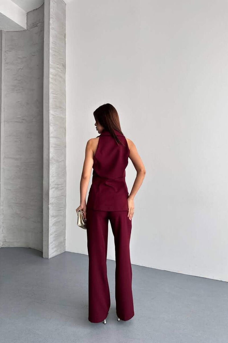 GOLD BUTTONS VEST + TROUSERS WOMAN SET BURGUNDY/VISHNJE - 3