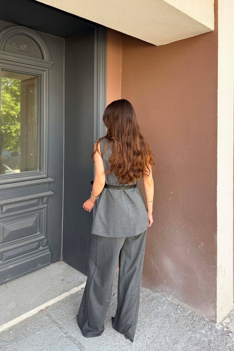 GOLD BUTTONS VEST + TROUSERS WOMAN SET GREY/GRI - 3
