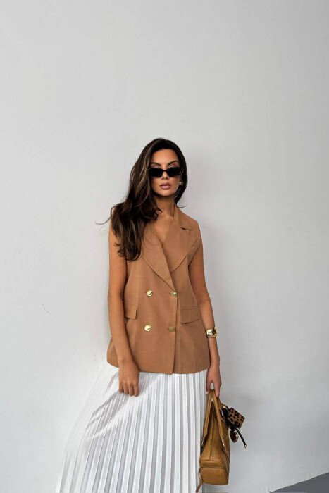GOLD BUTTONS WOMAN VEST BEIGE/BEZHE - 3