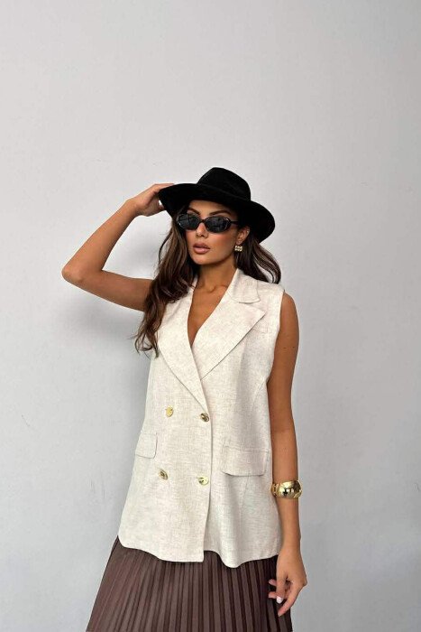 GOLD BUTTONS WOMAN VEST CREAM/KREM 