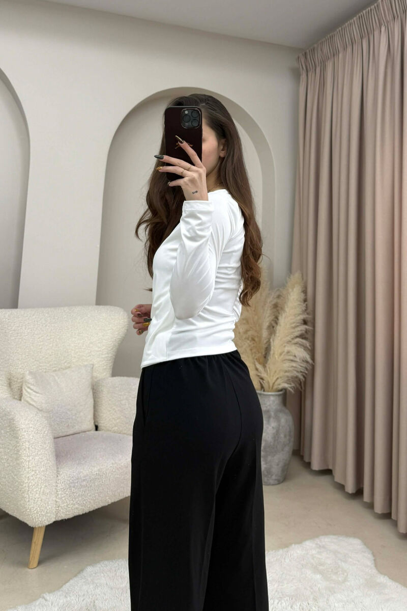 GOLD DETAIL ONE COLOR WOMEN SWEATSHIRT WHITE-E BARDHE - 4
