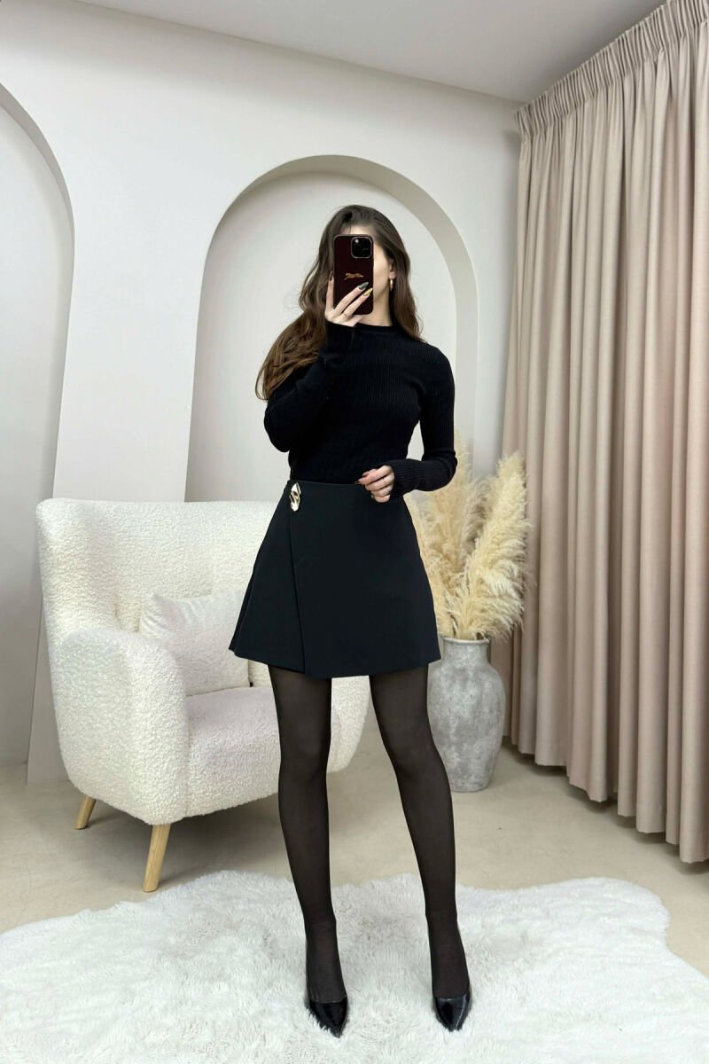 GOLD DETAIL SIMPLE WOMEN SKORT BLACK/ E ZEZE - 3